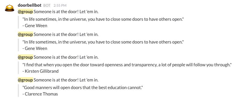 Slack's doorbell reply