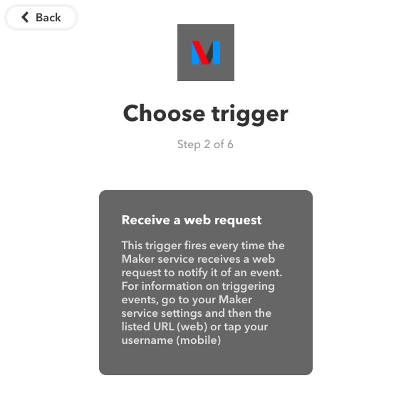 The Maker option on IFTTT's website.
